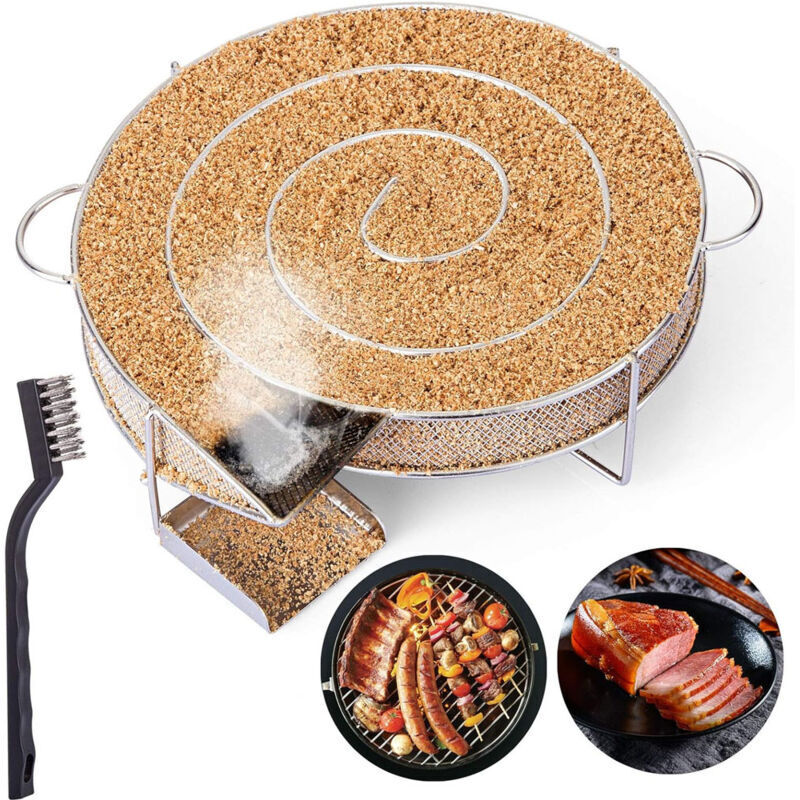 Kaltrauchgenerator für Räucheröfen, Fleisch- und Fischräucheröfen mit Reinigungsbürste zum Heiß- und Kalträuchern von Grills und Holzkohlegrills