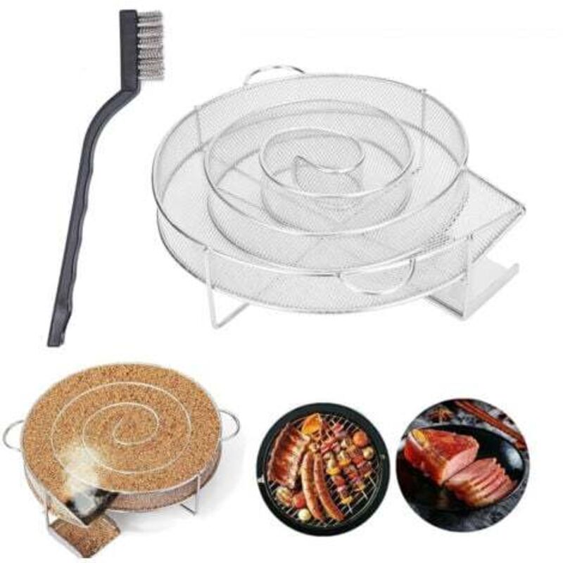 Tigrezy - Kaltrauchgenerator zum Räuchern von Fleisch, Fisch mit Bürste, Reinigung, Grill, Barbecue, Räucherofen, Heiß- und Kalträuchern,