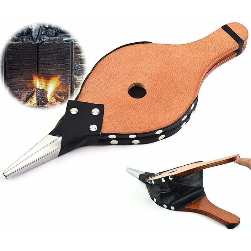 Kaminbalg Holzluftgebläse Feuergebläse Für Kamin Innenkaminbalg Grillbalg Für Kamin Holzkohlegrill Camping 37,7x13,7cm