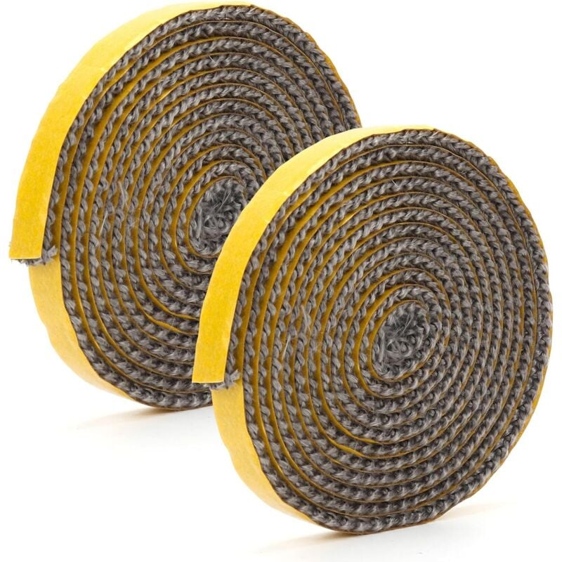 Kamineinsatzdichtung, 2 Stück Kamindichtung 15 mm selbstklebende Holzofentürdichtung, Holzofendichtung, Kamin, Pelletofen, Glasfaser,