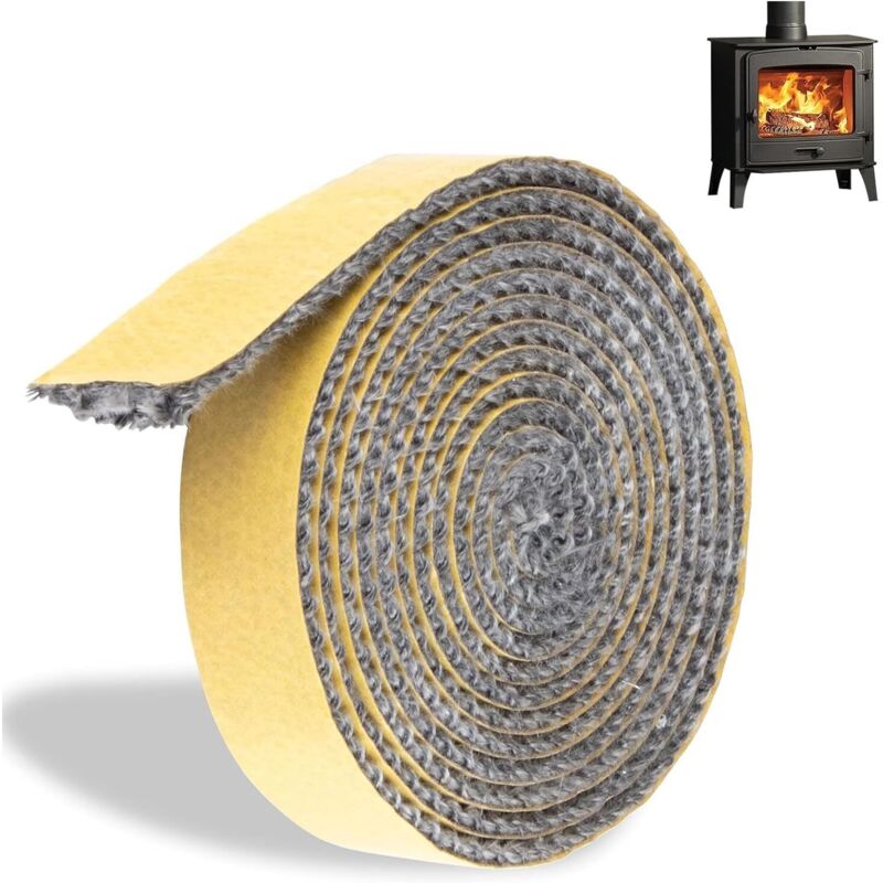 Kamineinsatzdichtung, selbstklebende Kamindichtung, flache Fiberglasdichtung, Holzofendichtung, Kamineinsatzdichtung für Kaminöfen (3 mm x 10 mm x 2