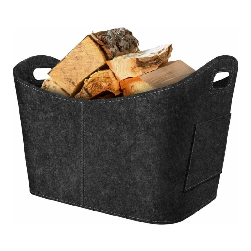 Ersandy - Kaminholzkorb, Filzkorb für Holzscheite, faltbarer Filzkorb für Holzscheite, Kaminholztasche für Holz, Zeitungen, Brennholz, 53 x 30 x 40