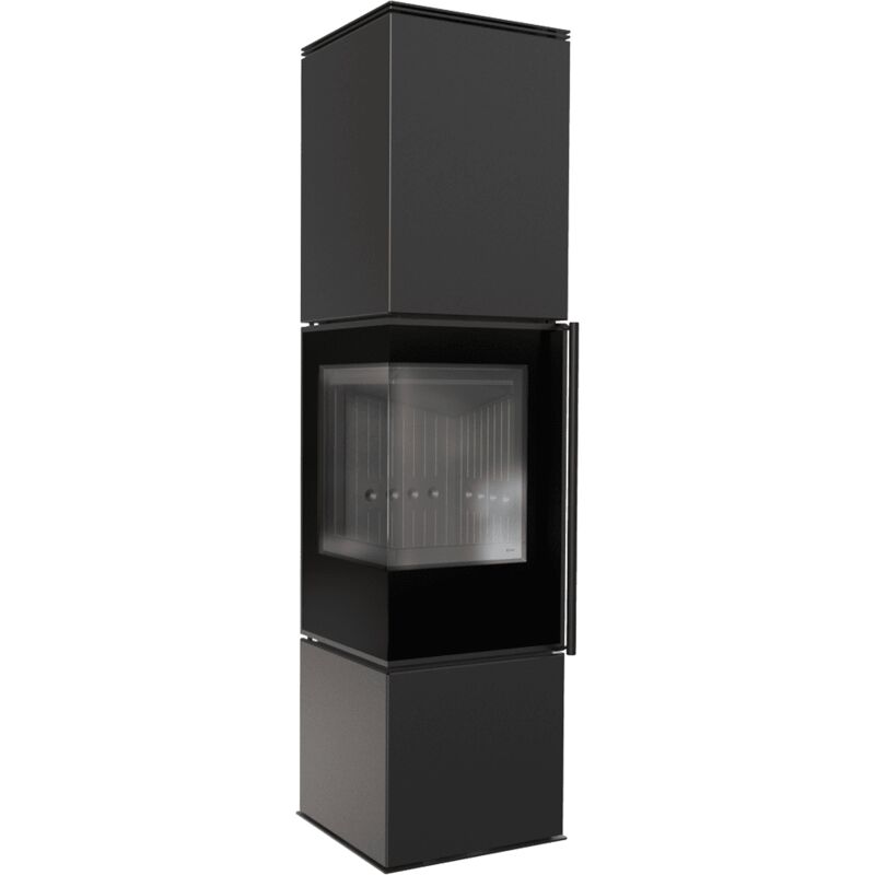 Kaminofen aus Stahl KRATKI REN/L links Ø 150 7 kW schwarz Verkleidung mit Türfeder