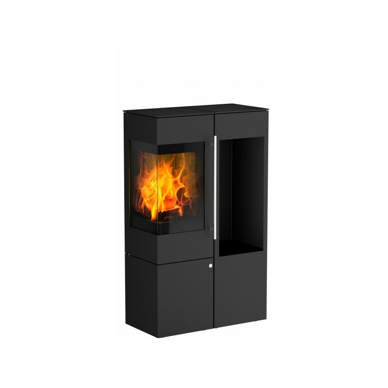 Kaminofen Olsberg ipala smart Compact 5 kW Türanschlag Rechts Ofen Holzofen Kamin mit Holzregal