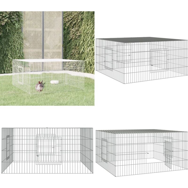 Kaninchenkäfig 110x110x55 cm Verzinktes Eisen - Kaninchenkäfig - Hasenstall - Kleintierhaus - Tierheim - Käfig Für Kaninchen - Home & Living