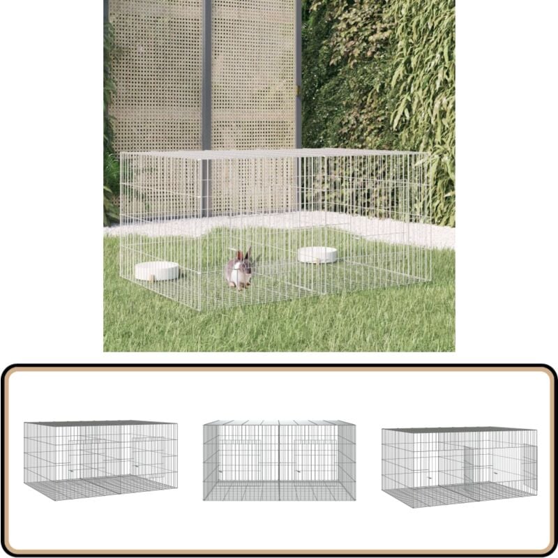 Kaninchenkäfig 2 Paneele 110x79x54 cm Verzinktes Eisen - Kaninchenkäfig - Hasenstall - Kleintierhaus - Nagetierheim - Tiergehege