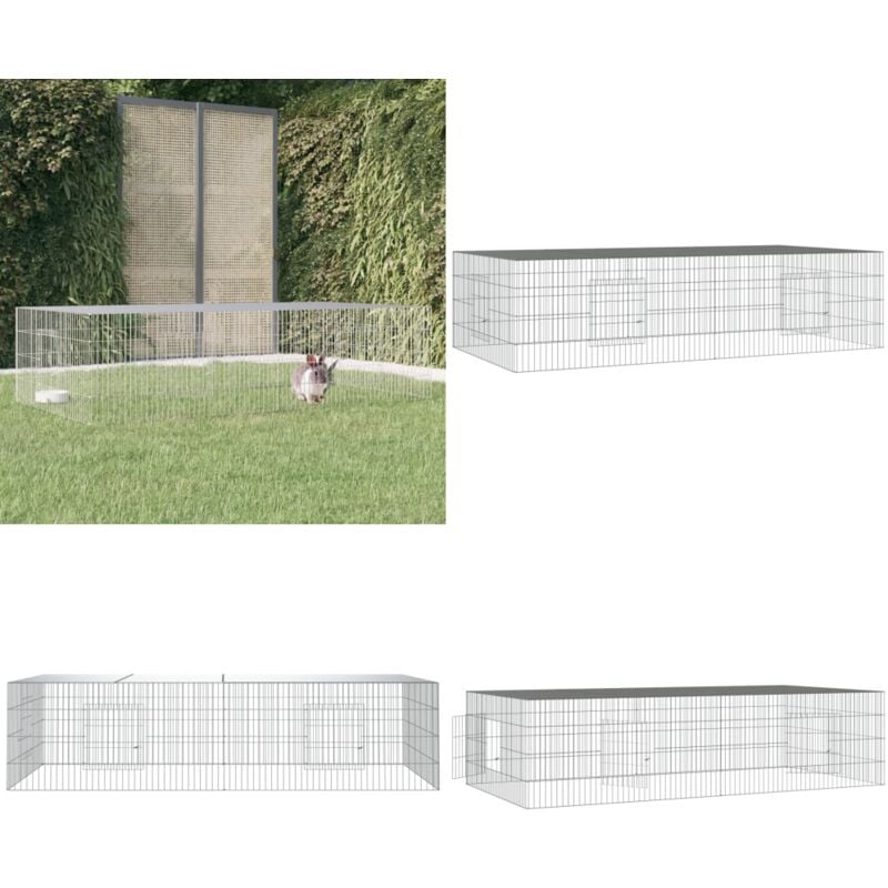 Kaninchenkäfig 2 Paneele 220x110x55 cm Verzinktes Eisen - Kaninchenkäfig - Hasenstall - Kleintiere - Kaninchenhaus - Käfig Für Kleintiere - Home &