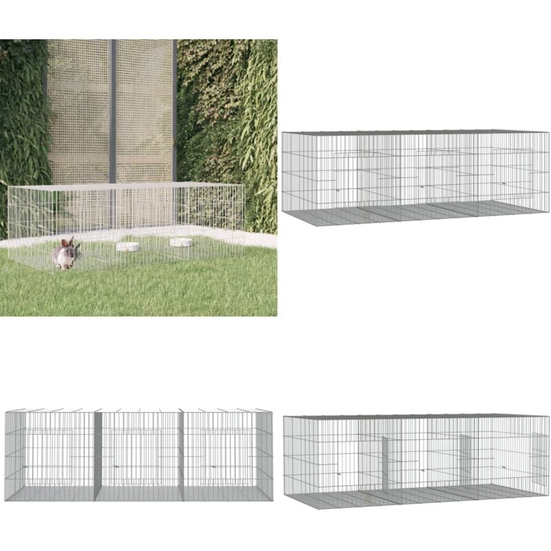 Kaninchenkäfig 3 Paneele 163x79x54 cm Verzinktes Eisen - Kaninchenkäfig - Hasenstall - Kleintierhaus - Tierheim - Kaninchengestell - Home & Living