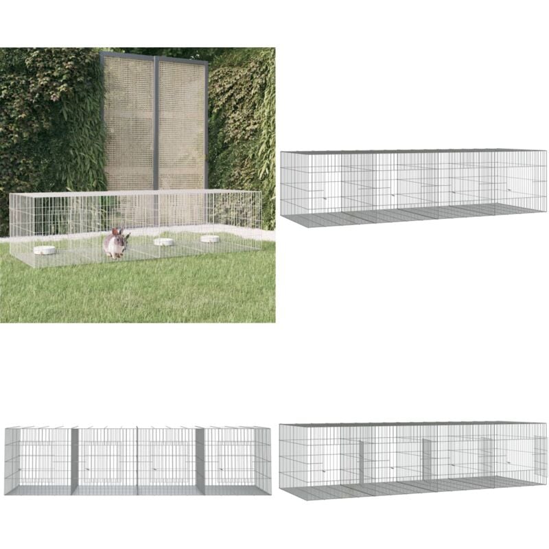Kaninchenkäfig 4 Paneele 217x79x54 cm Verzinktes Eisen - Kaninchenkäfig - Hasenstall - Kleintierhaus - Tierheim - Kaninchendrahtzaun - Home & Living