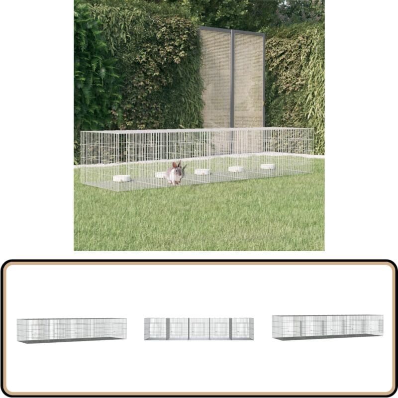 Kaninchenkäfig 5 Paneele 273x79x54 cm Verzinktes Eisen - Kaninchenkäfig - Hasenstall - Kleintierehaus - Ferret Cage - Nagerkäfig