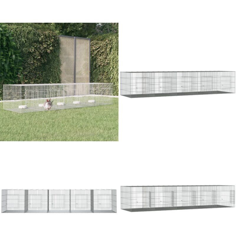 Kaninchenkäfig 5 Paneele 273x79x54 cm Verzinktes Eisen - Kaninchenkäfig - Hasenstall - Kleintierehaus - Ferret Cage - Nagerkäfig - Home & Living