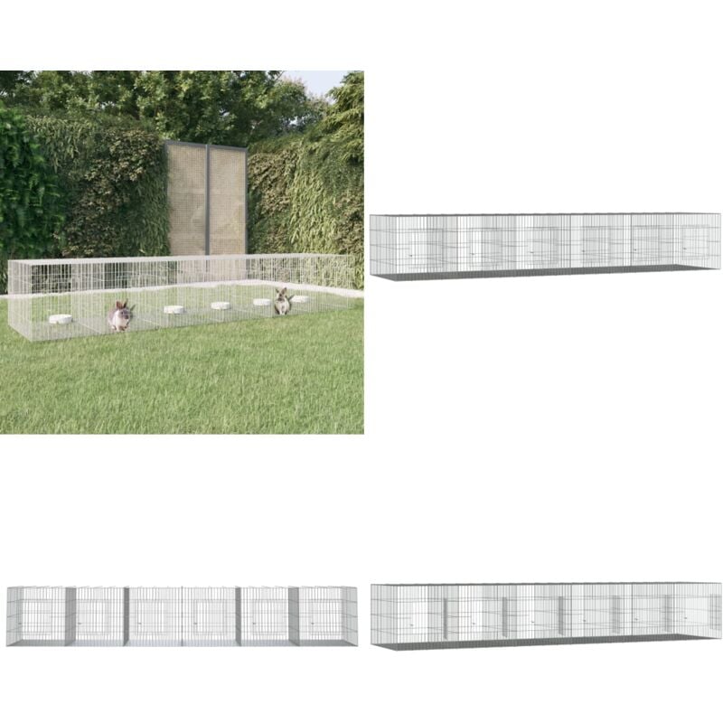 Kaninchenkäfig 6 Paneele 327x79x54 cm Verzinktes Eisen - Kaninchenkäfig - Hasenstall - Kleintierhaus - Tierheim - Kaninchengestell - Home & Living