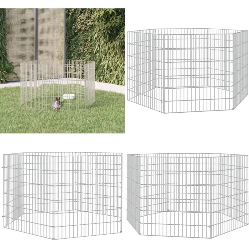 Vidaxl - Freilaufgehege 6-teilig 54x60 cm Verzinktes Eisen - Hasenstall - Kaninchengitter - Kleintiergehege - Outdoor Enclosure - Freilaufgehege