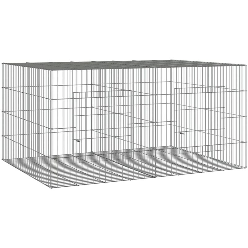 Kaninchenkäfig 2 Paneele 110x79x54 cm Verzinktes Eisen Vidaxl