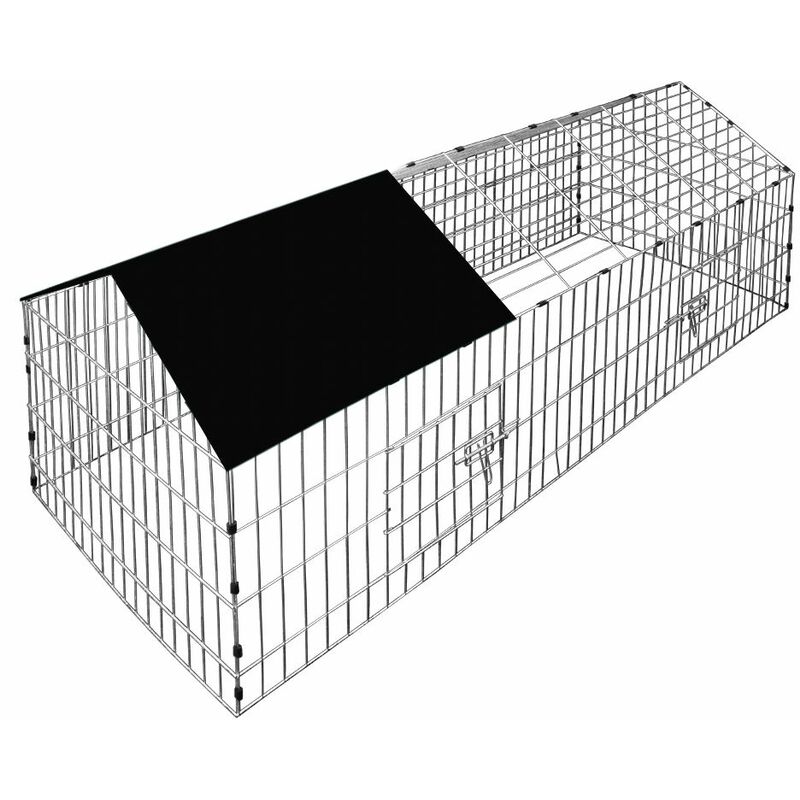 Freilaufgehege 180x75x75 Sonnenschutz Auslauf Garten Kaninchenstall Hasenstall Kleintierauslauf Dachstoff schwarz - Cadoca