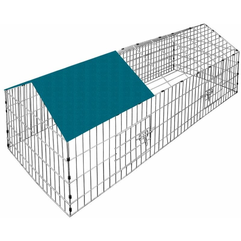 Freilaufgehege 180x75x75 Sonnenschutz Auslauf Garten Kaninchenstall Hasenstall Kleintierauslauf Dachstoff grün - Cadoca