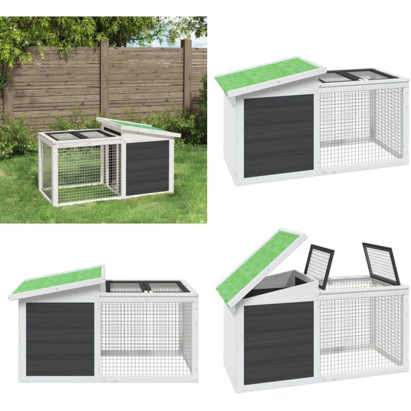 Kaninchenstall Grau 100,5x54x55 cm Massivholz Kiefer - Kaninchenstall - Kaninchengestell - Kleintiere Unterkunft - Tierheim - Hühnerstall - Home &