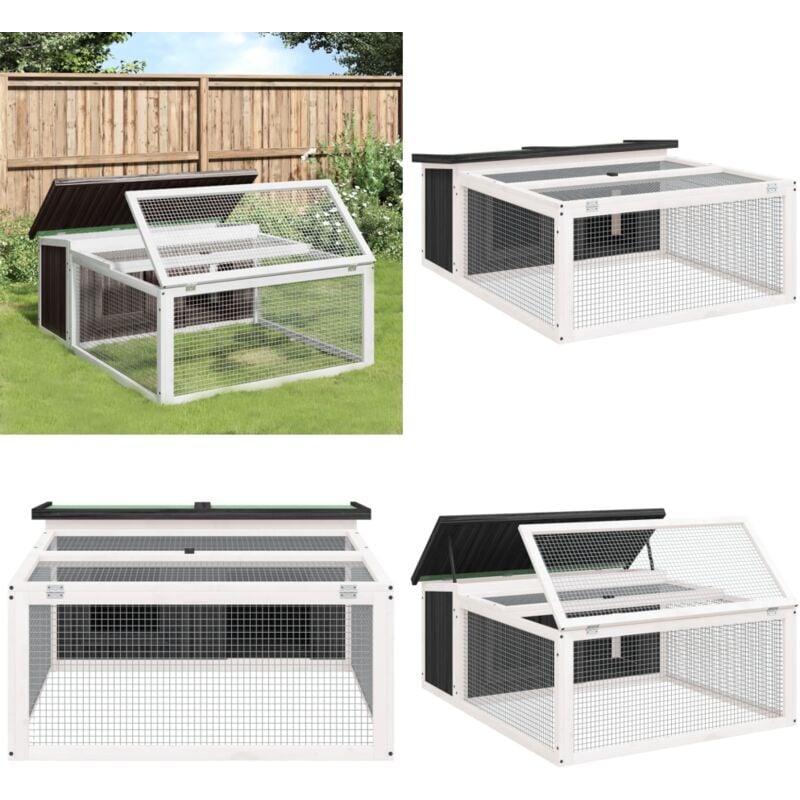 Kaninchenstall Grau 117,5x97x47,5 cm Massivholz Kiefer - Kaninchenstall - Kaninchengestell - Kleintiere Unterkunft - Tierheim - Hühnerstall - Home &