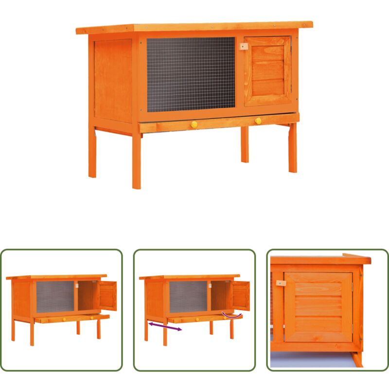 vidaXL Holzstall - Kaninchenstall Kleintierhaus Hasenstall 1 Ebene Holz