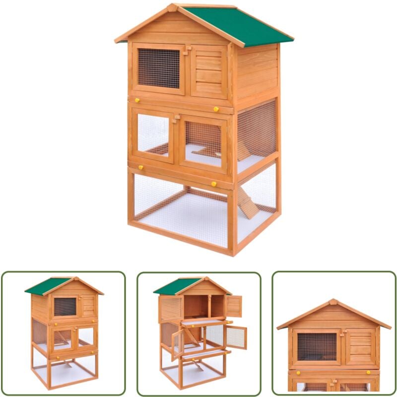 Kaninchenstall Kleintierhaus Hasenstall 3 Ebenen Holz - Kaninchenstall - Kleintierhaus - Hasenstall - Tiergehege - Holzhaus