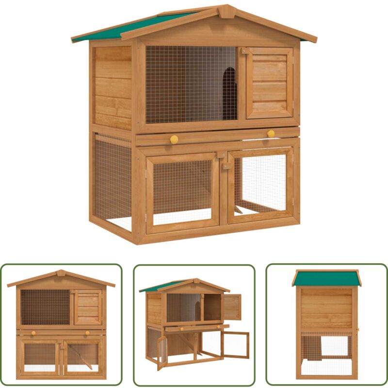 The Living Store - Kaninchenstall Kleintierhaus Hasenstall 3 Türen Holz - Kaninchenstall - Kleintierhaus - Hasenstall - Tiergehege - Holzhaus