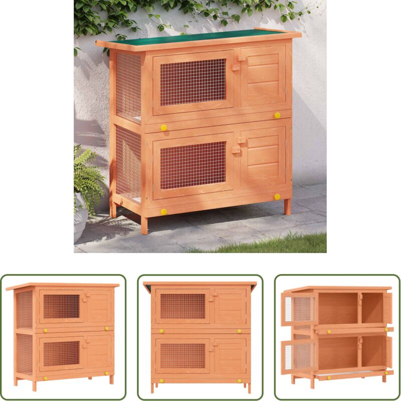 Kleintierhaus - Kaninchenstall Kleintierhaus Hasenstall 4 Türen Holz