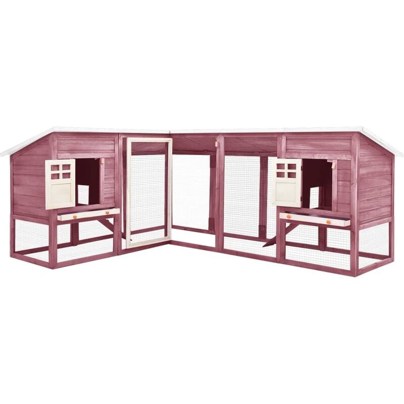 Kaninchenstall mit Freilauf Mocca und Weiß Tanne Massivholz - Vidaxl