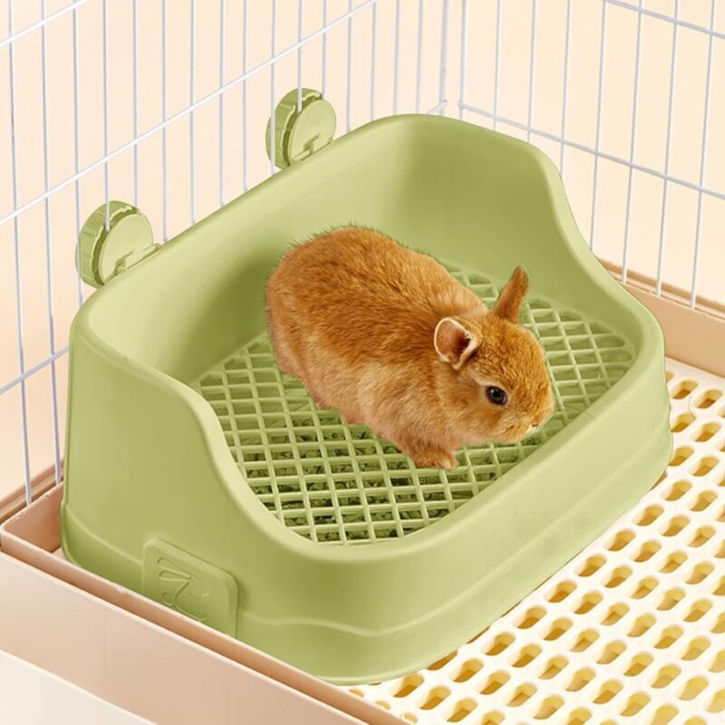 Kaninchentoilette, mittelgroße Katzentoilette, Toilette, Kleintiere für Käfige, abnehmbarer Töpfchentrainer, Gitter, Eck-Katzentoilette für