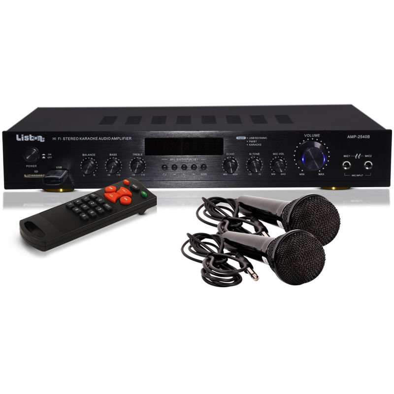 240 w Verstärker Party usb Receiver aux Musik Anlage Bluetooth MP3 im Set mit zwei Mikrofonen