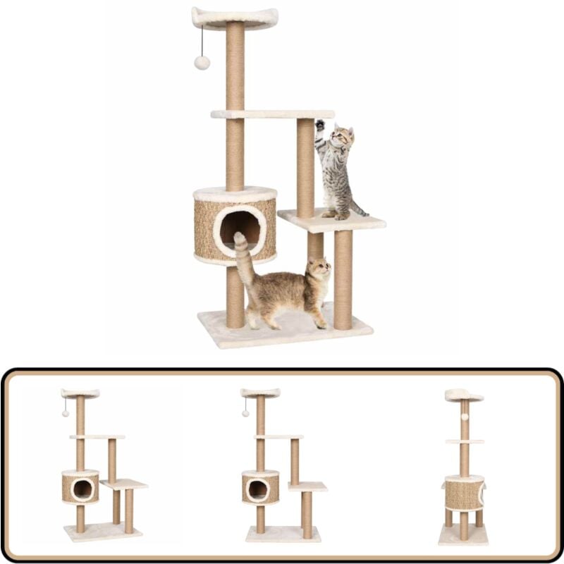 Katzen-Kratzbaum 123 cm Seegras - Katzenkratzbaum - Kratzbaum - Katzenmöbel - Seegraskratzbaum - Katzenspielplatz
