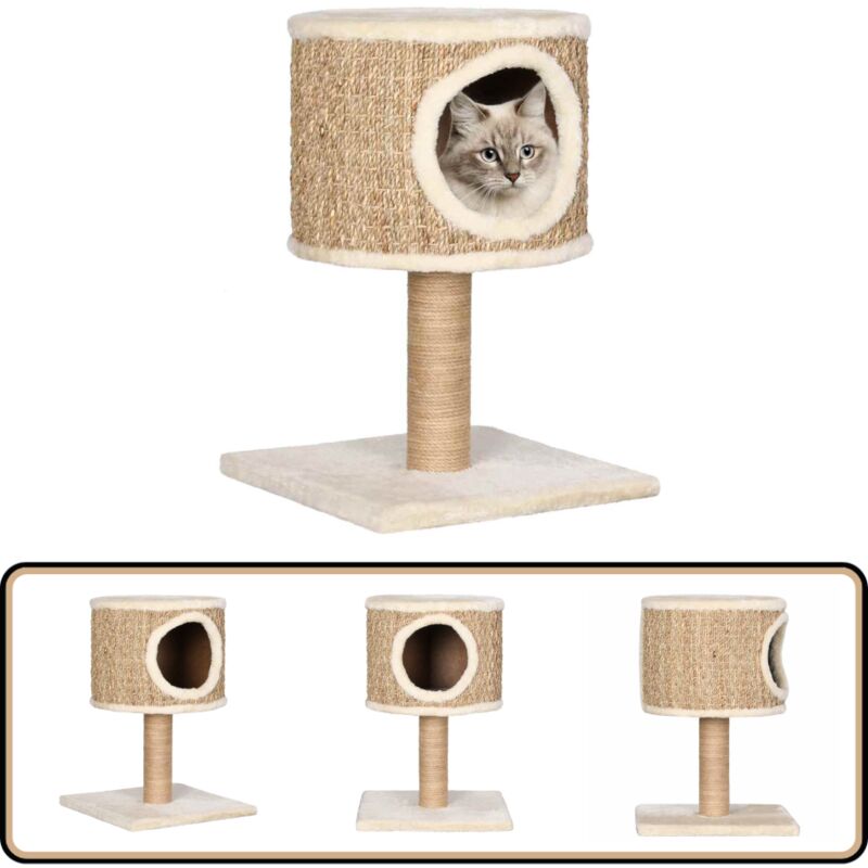 Katzen-Kratzbaum mit Katzenhöhle 52 cm Seegras - Katzenkratzbaum - Kratzbaum - Katzenmöbel - Katzenhöhle - Seegraskratzbaum