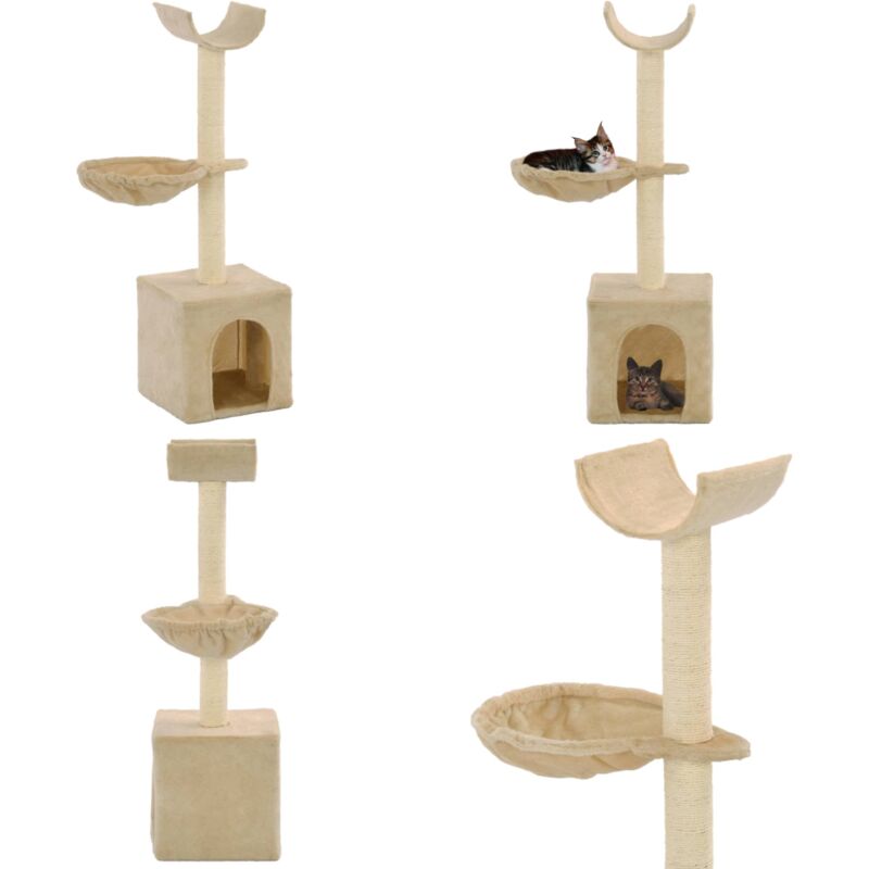 Katzen-Kratzbaum mit Sisal-Kratzsäulen 105 cm Beige - Katzen Kratzbaum - Katzenmöbel - Sisalkratze Säule - Katzenhaus - Spielplatz Für Katzen - Home