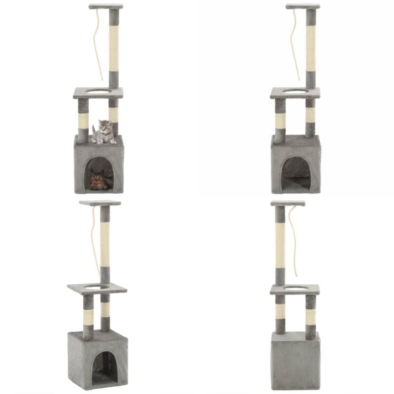 Katzen-Kratzbaum mit Sisal-Kratzsäulen 109 cm Grau - Katzen Kratzbaum - Sisalkratzbaum - Katzenmöbel - Kratzbaum Grau - Katzenspielzeug - Home &