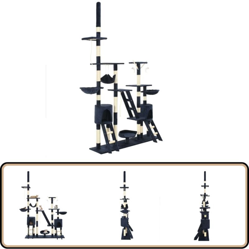 Vidaxl - Katzen-Kratzbaum mit Sisal-Kratzsäulen 230 - 250 cm Blau - Katzen Kratzbaum - Katzenmöbel - Sisalkratzbaum - Mehrstöckiger Katzenbaum