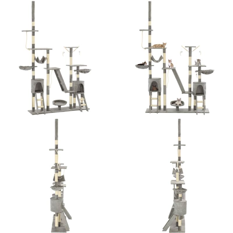 Vidaxl - Katzen-Kratzbaum mit Sisal-Kratzsäulen 230 - 250 cm Grau - Katzen Kratzbaum - Katzenmöbel - Sisalkratzbaum - Mehrstöckiger Katzenbaum