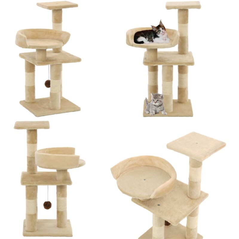 Vidaxl - Katzen-Kratzbaum mit Sisal-Kratzsäulen 65 cm Beige - Katzen Kratzbaum - Sisalkratzbaum - Katzenmöbel - Kratzbaum Beige - Katzenspielplatz