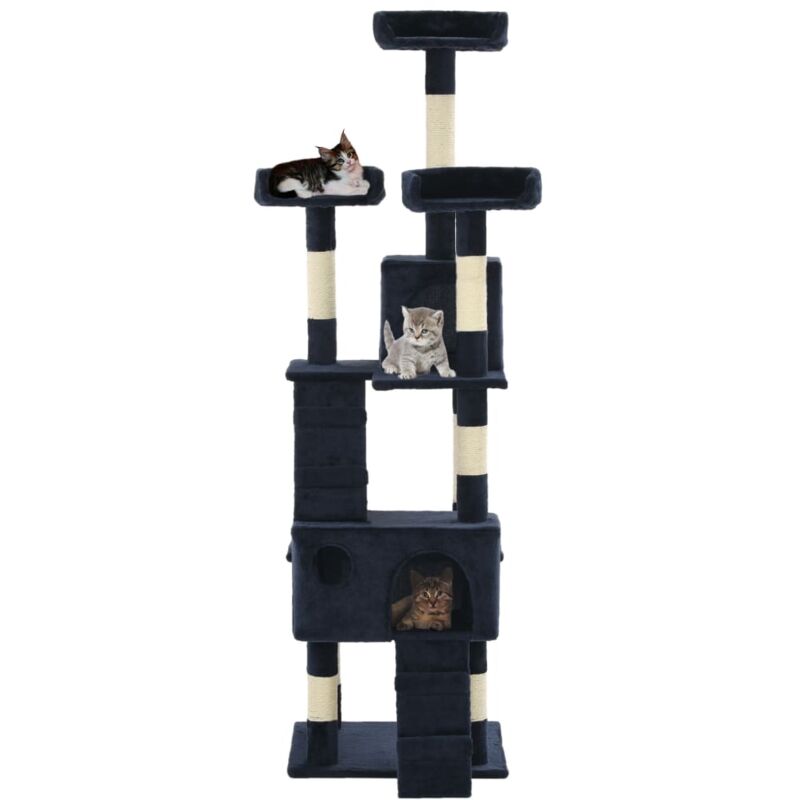 Katzenbaum mit Sisal-Kratzsäulen 170 cm Blau