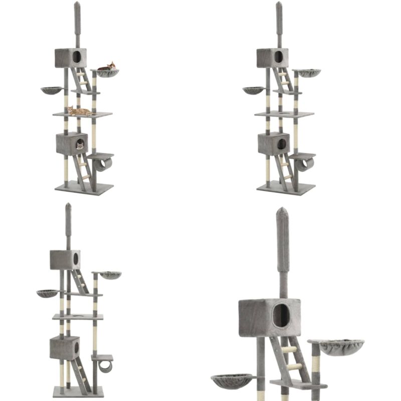 Vidaxl - Katzen-Kratzbaum Sisal 230 - 260 cm Grau - Katzen Kratzbaum - Katzenmöbel - Sisalkratzbaum - Mehrgeschossiger Katzenbaum - Katzenspielplatz
