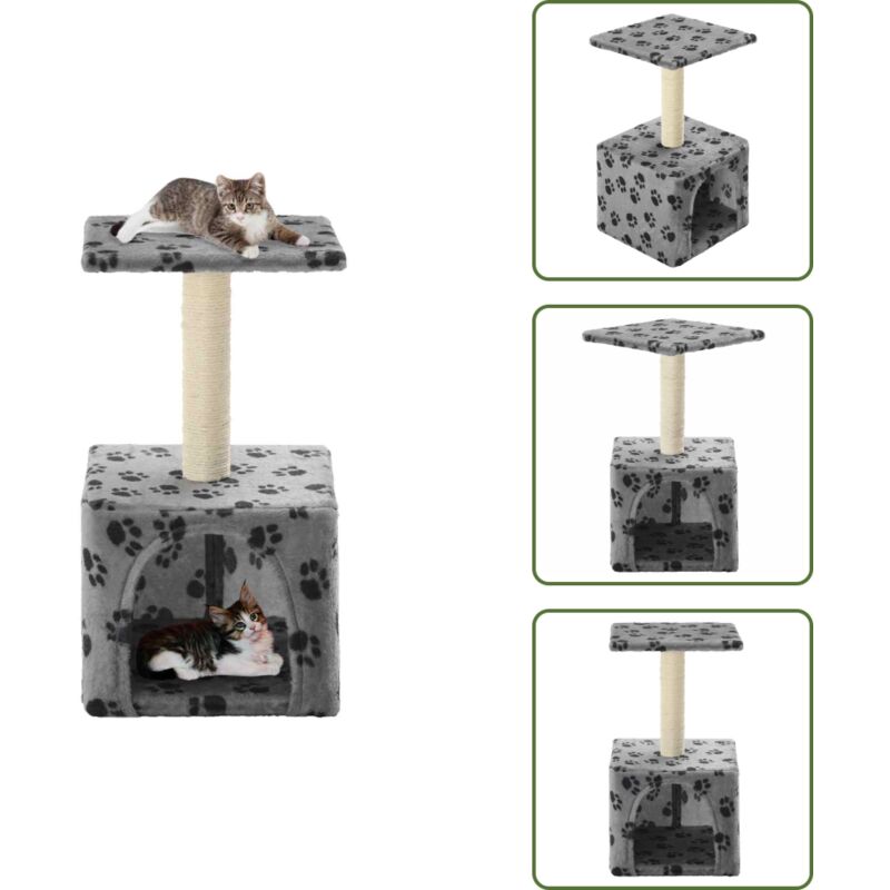 Vidaxl - Katzen-Kratzbaum Sisal 55 cm Grau Pfoten-Aufdruck - Katzen Kratzbaum - Sisal Kratzbaum - Katzenmöbel - Katzenhaus - Spielplatz Katze