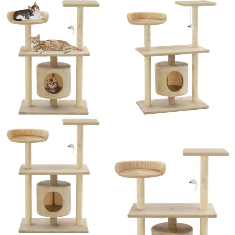 Vidaxl - Katzen-Kratzbaum Sisal 95 cm Beige - Katzenkletterbaum - Kratzbaum - Katzenmöbel - Sisalkratzbaum - Mehrstöckiger Katzenbaum - Home & Living