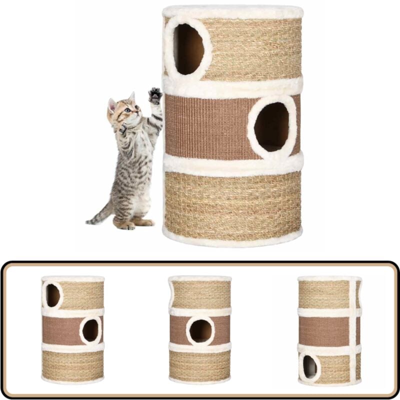 Katzen-Kratztonne 60 cm Seegras - Katzen Kratzbaum - Katzenmöbel - Kratztonne - Katzen Höhle - Seegras Katze