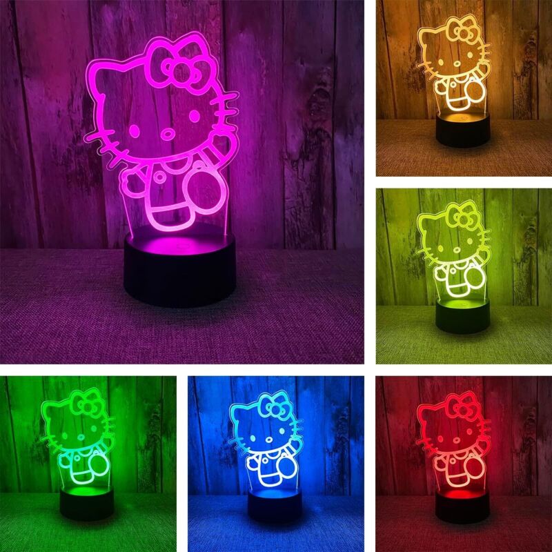 Katzen-Nachtlicht, 7-farbige LED-Katzen-Nachttischlampe mit intelligenter Touch-Steuerung, Kawaii-Schlafzimmerlampe, Geburtstagsgeschenk für Jungen