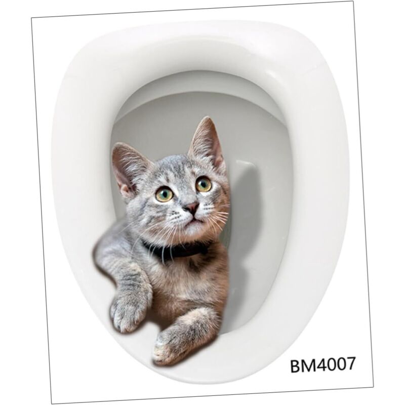Katzen-Toilettenaufkleber, Wandtattoo, Badezimmerdekoration, selbstklebend für Toilettensitz und Wände