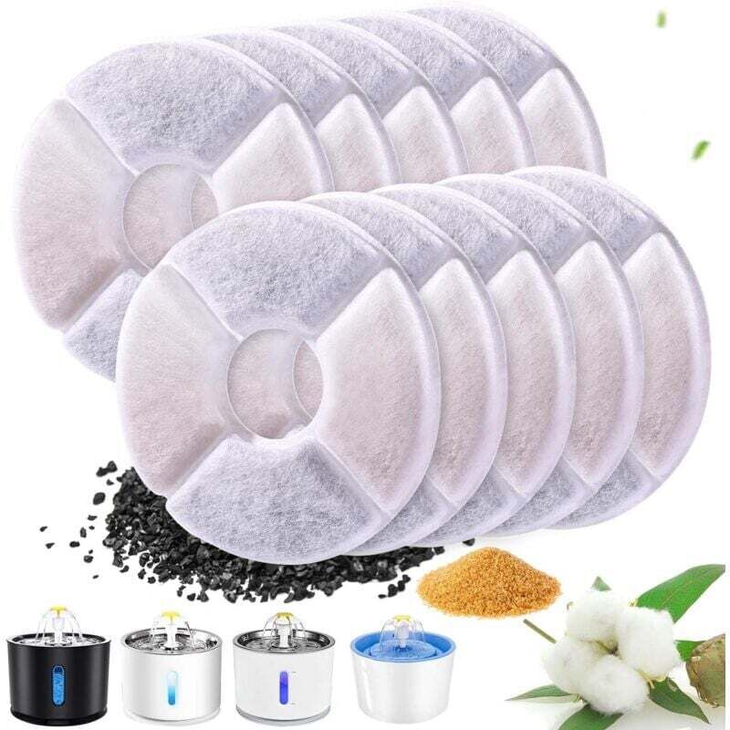 Katzen-Trinkbrunnenfilter, 10 Stück, runder Ersatzfilter für Trinkbrunnen, für Hunde/Katzen, Haustierbrunnen mit Aktivkohle