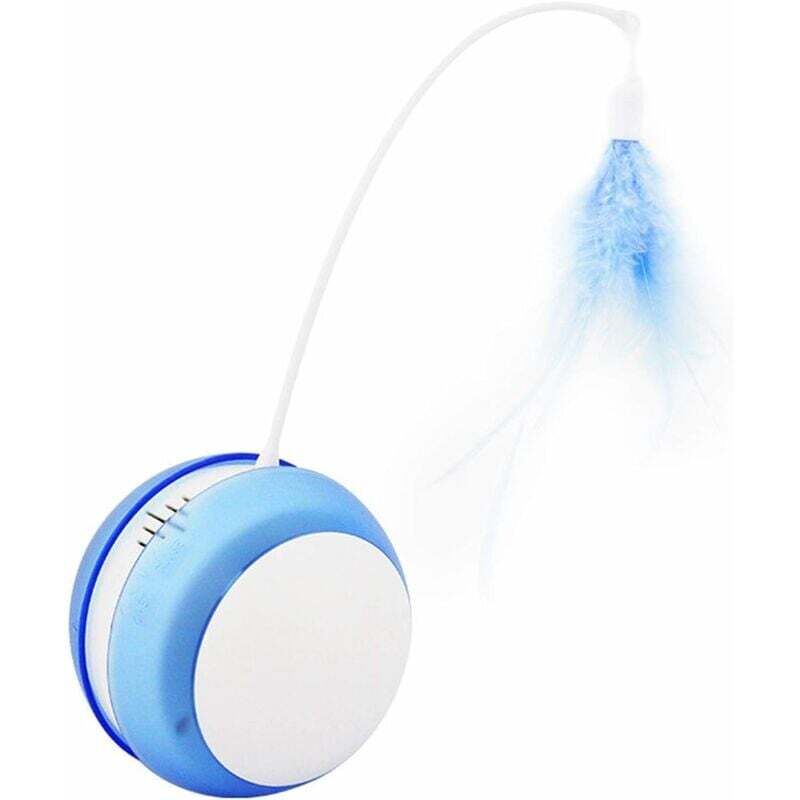 Katzen-Tumbler-Spielzeug, elektrisches Katzenspielzeug mit Anti-Fall-Ball, LED-Feder, automatisch rollende Angelrute für Katzen, lustiges