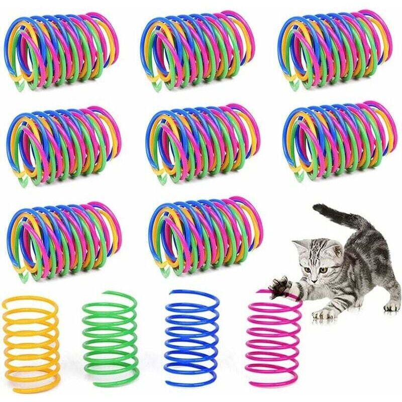Katzenfederspielzeug, Triumph-Spiral-Katzenspielzeug, buntes Feder-Katzenspielzeug, interaktives Katzenspielzeug, Spiralfeder-Spielzeug,