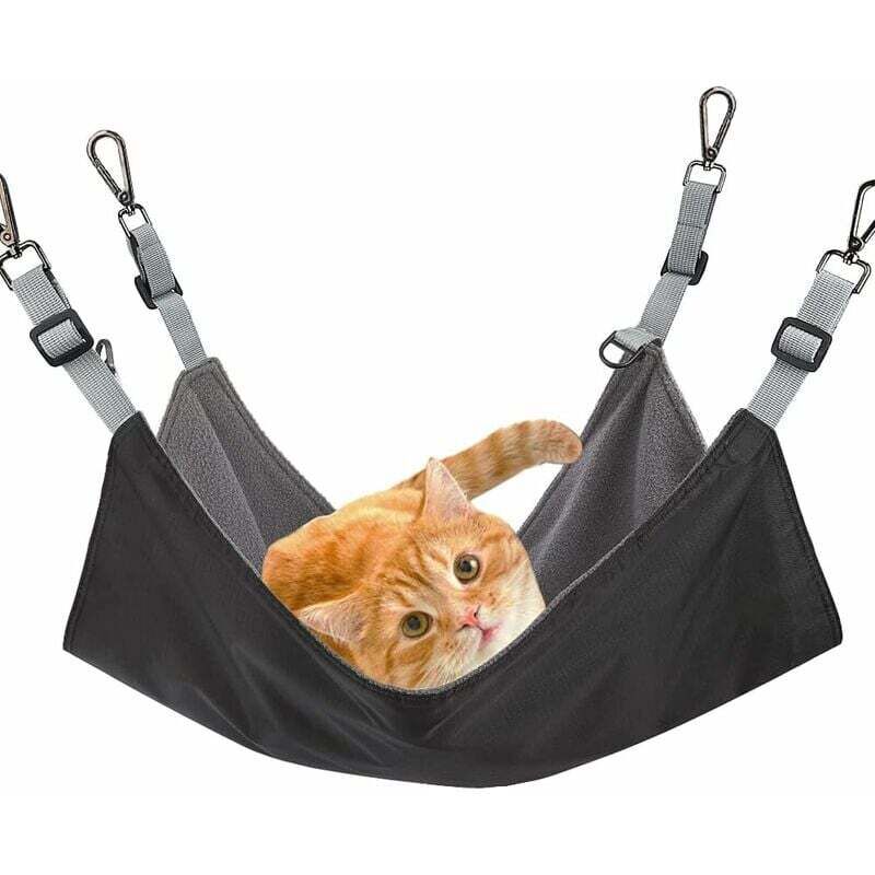 Katzenhängemattenbett mit verstellbaren Gurten und Haken, geeignet für Kleintiere, doppelt hängende Schaukel, geeignet für Katzen, Frettchen,
