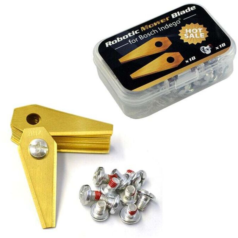 30x Titanklingen für Bosch Indego Mähroboter - Ultrascharfe Ersatzklingen mit 30 Schrauben - Mähklingen passend für Bosch Mähroboter, S400, S350, S500