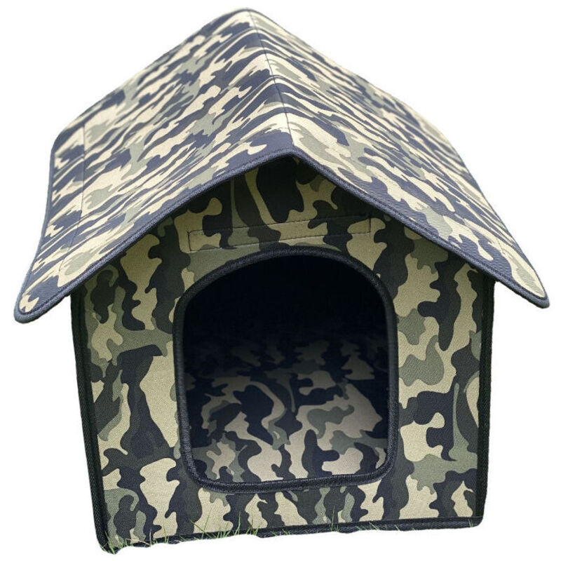 Katzenhaus für draußen, wasserdicht, für Haustiere, kleine Hundehütte, Winter-Haustierbedarf (Camouflage, 38 x 35 x 38 cm)
