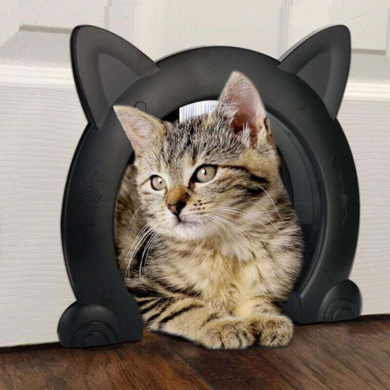 Katzenklappe für den Innenbereich, Katzenklappe, Tunnel für Katzen bis 10 kg, Tunnelzimmertür für Katzen, Schwarz